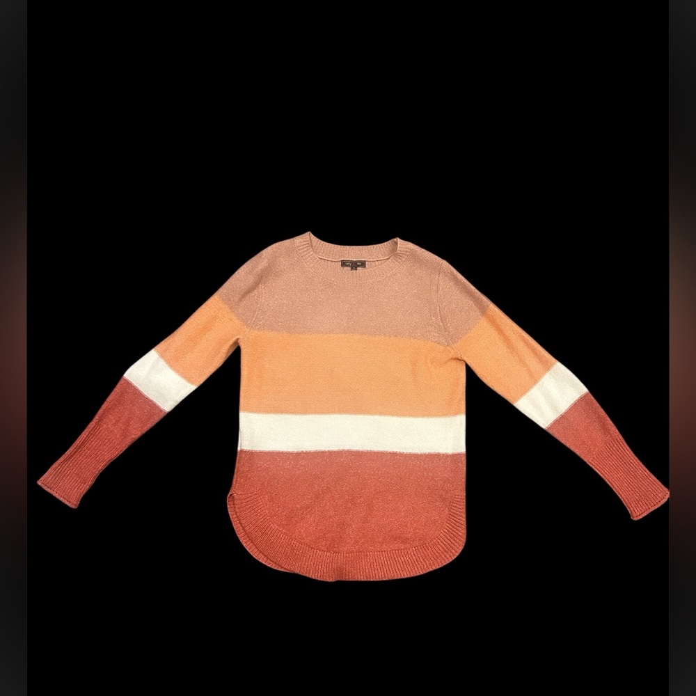Small Lety and Me Colorblock Orange, Pink, and White Woven Sweater